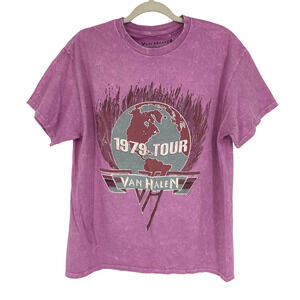 Officially Licensed Van Halen 1979 Tour T-Shirt Pink Acid Wash Large NWOT